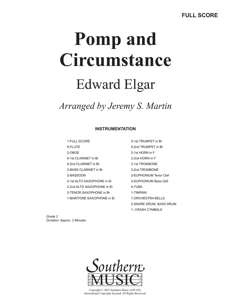 Pomp and Circumstance (Easy) (arr. Jeremy Martin) - Full Score Concert Band scores gallery preview page 1