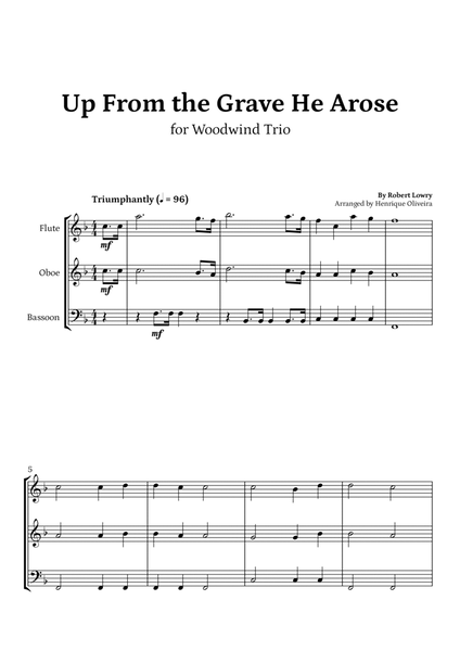 Up From the Grave He Arose (Flute, Clarinet and Bassoon) - Easter Hymn image number null