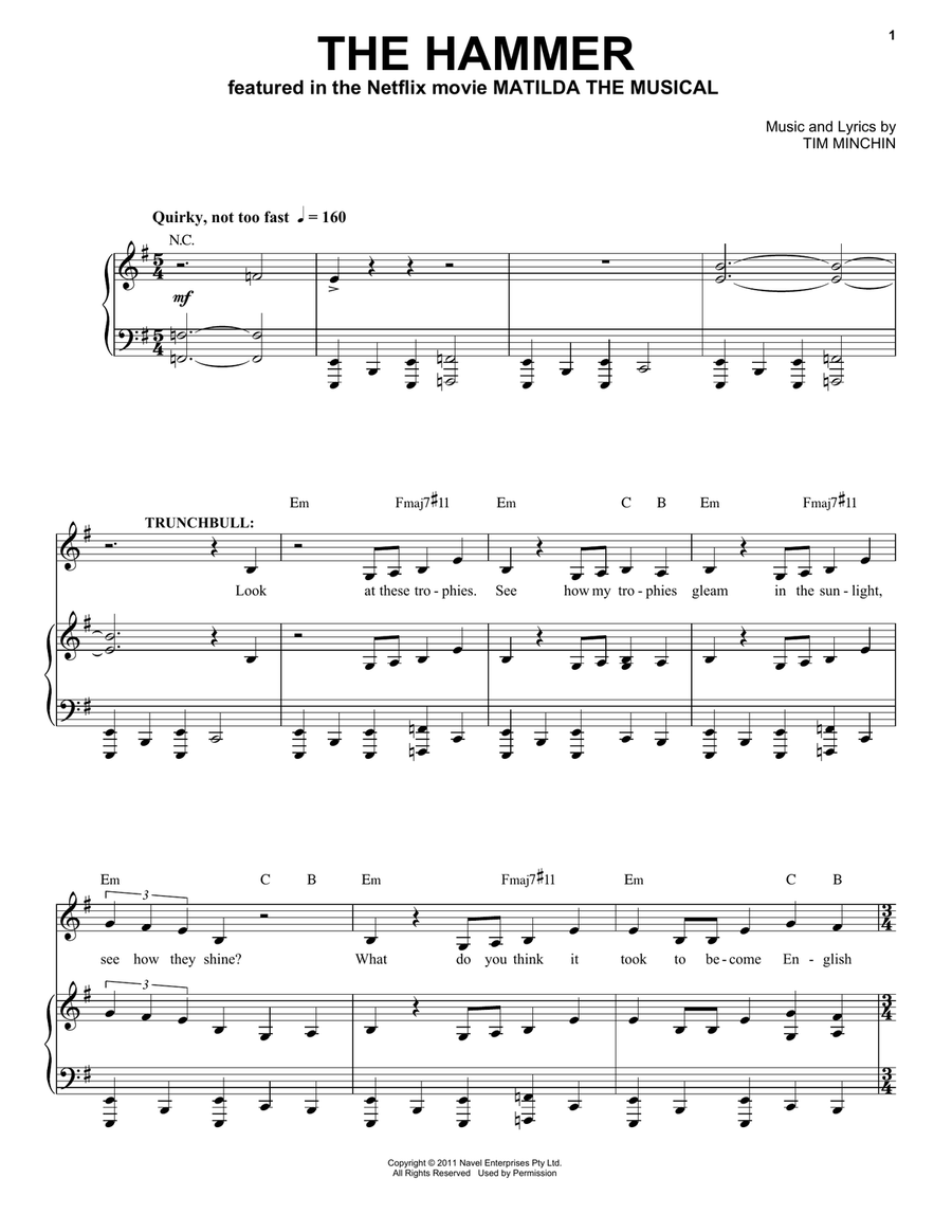The Hammer (from the Netflix movie Matilda The Musical) Voice scores gallery preview page 1