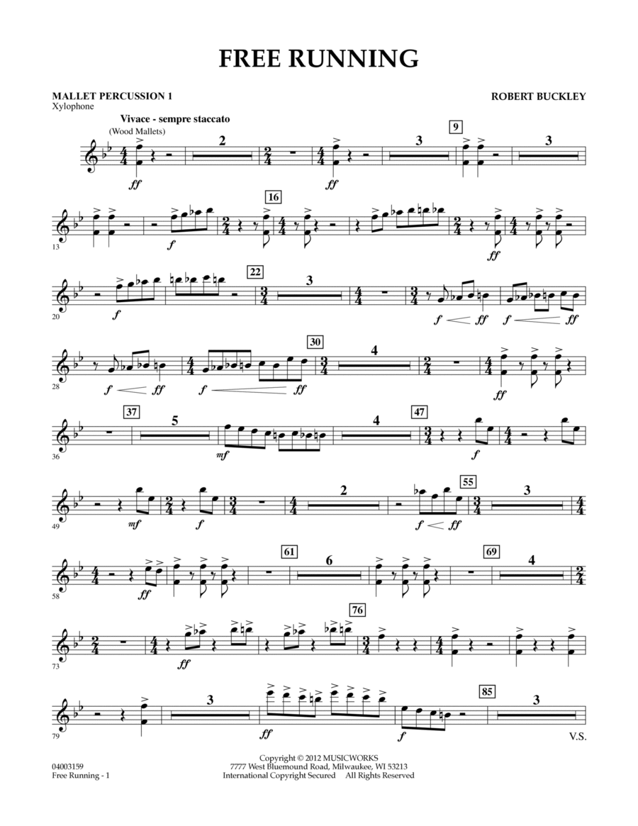 Free Running - Mallet Percussion 1 Concert Band scores gallery preview page 1