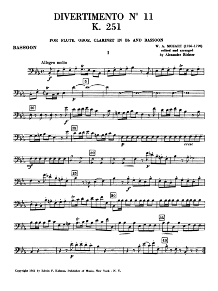 Divertimento No. 11, K. 251: Bassoon