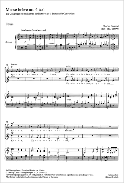 Messe breve no. 4 a la Congregation by Charles Francois Gounod SA - Sheet Music