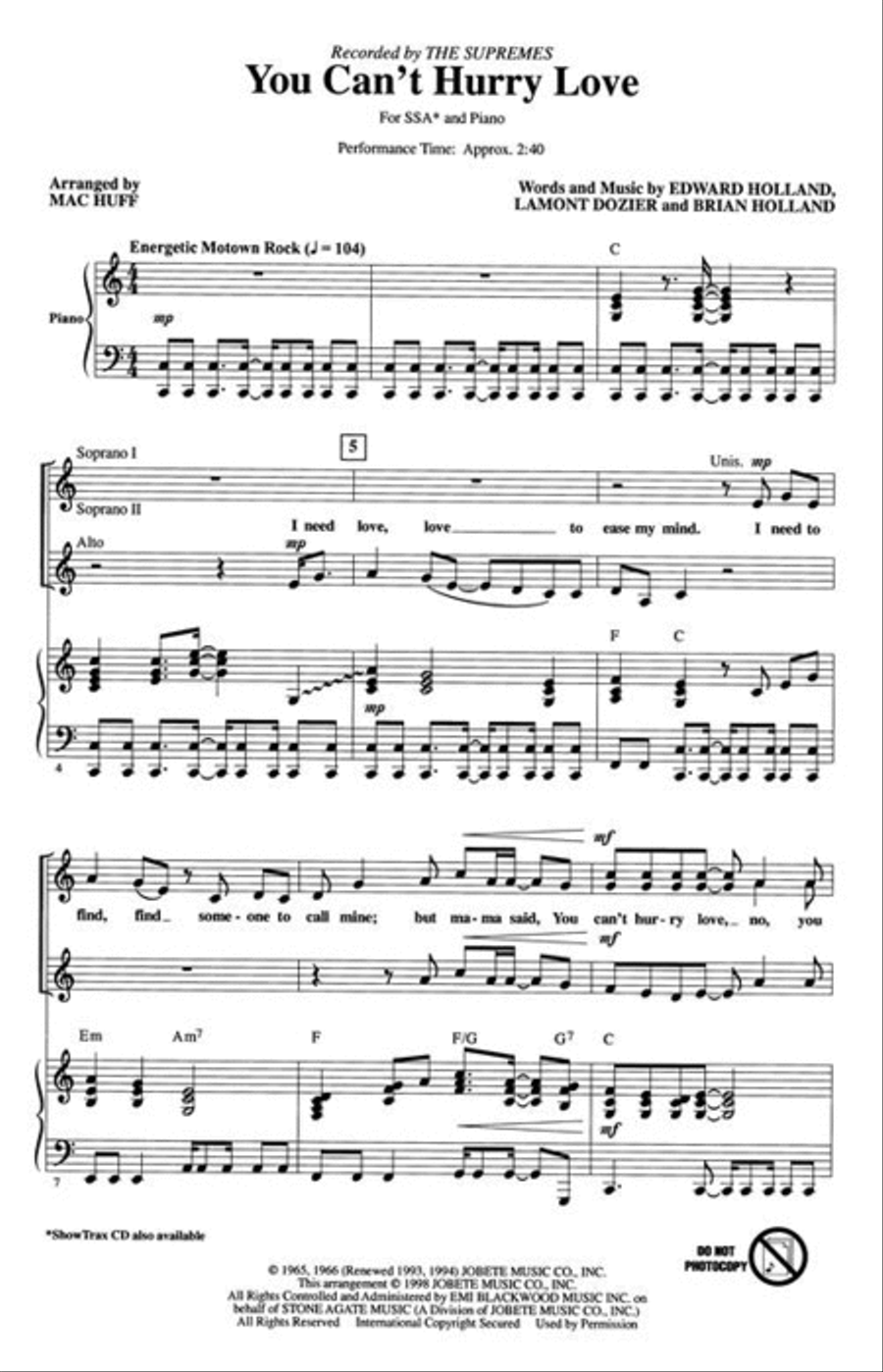You Can't Hurry Love You Can't Hurry Love SSA scores gallery preview page 3