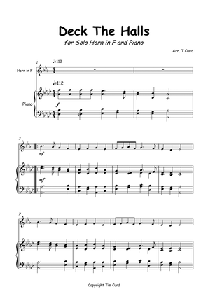 Book cover for Deck The Halls for Solo Horn in F and Piano