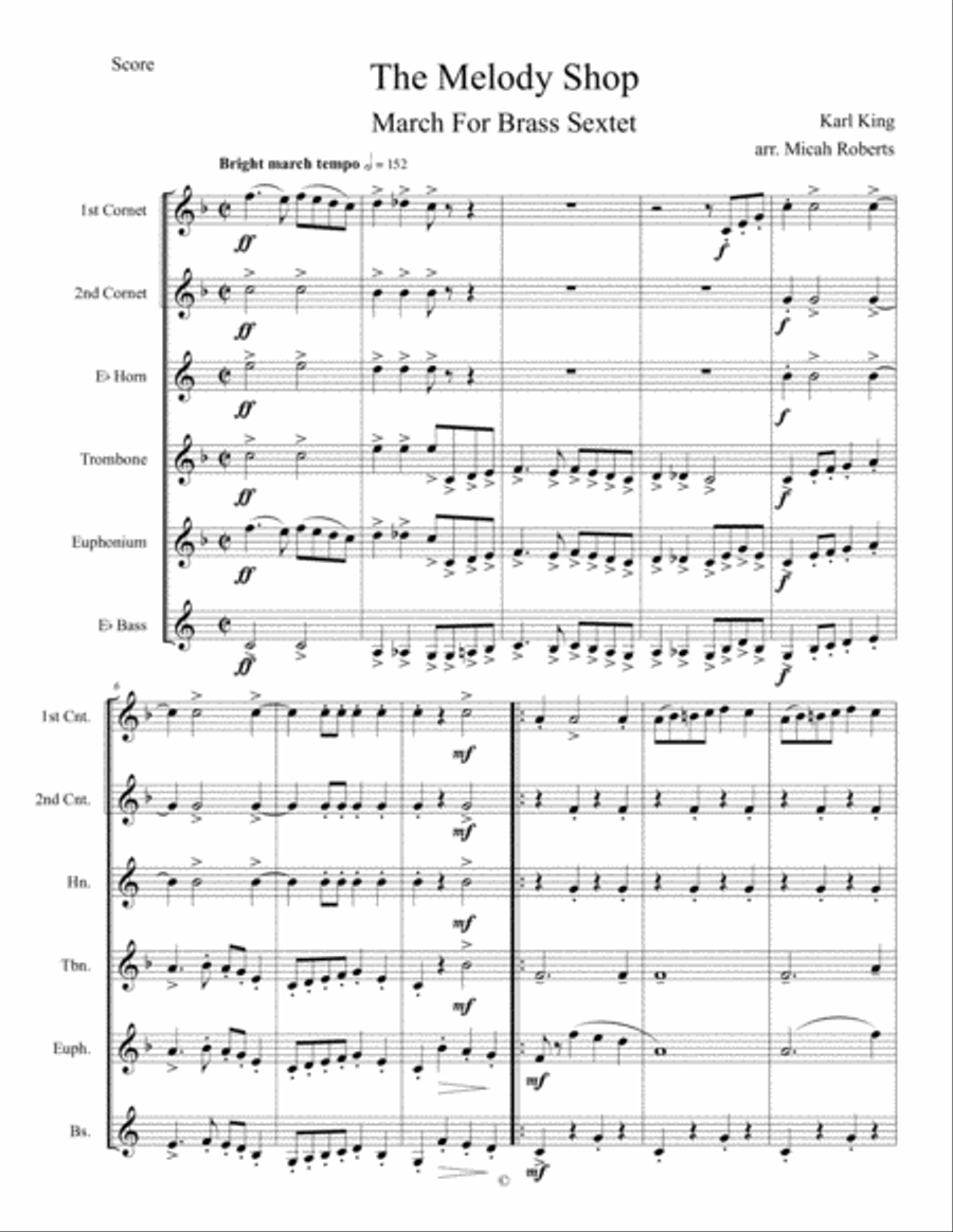 Melody Shop March for Brass Sextet Brass Ensemble scores gallery preview page 1