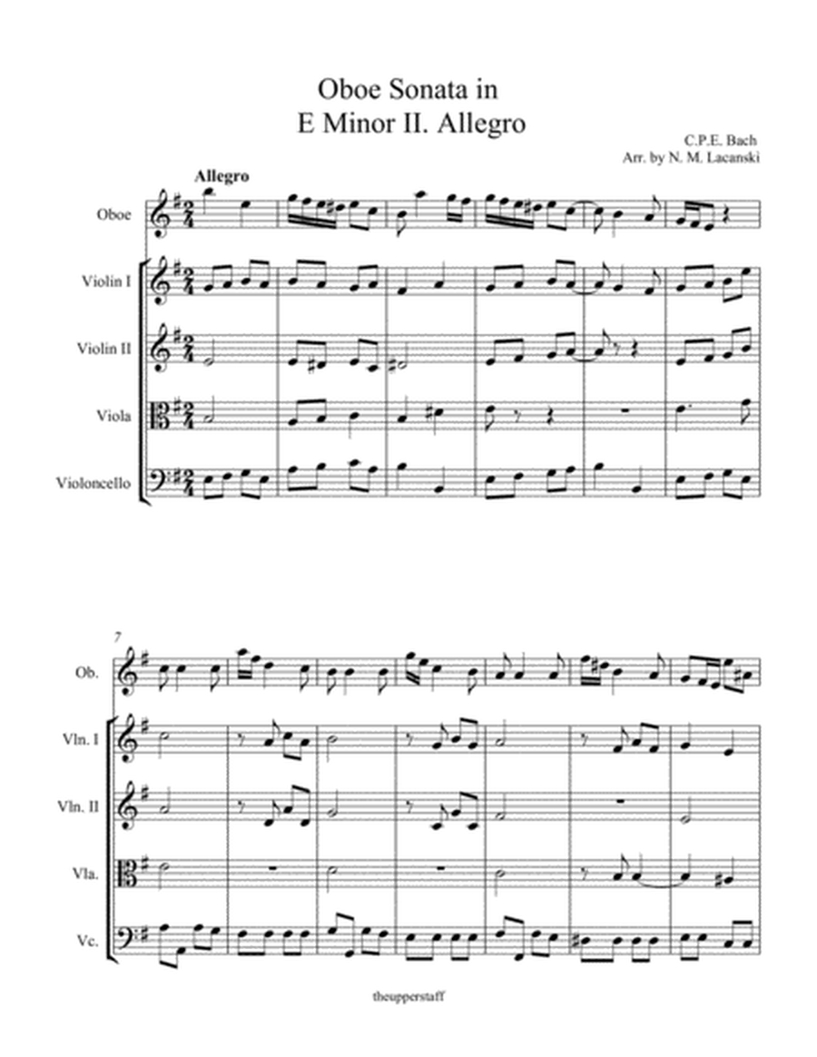 Sonata in E Minor for Oboe and String Quartet II. Allegro