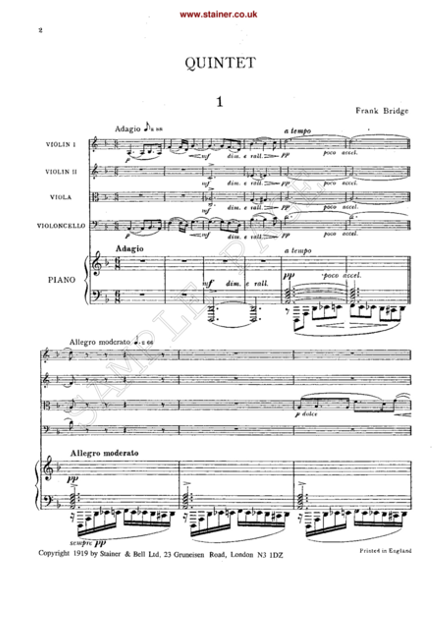 Quintet. Two Violins, Viola, Cello and Piano Piano Quintet scores gallery preview page 2