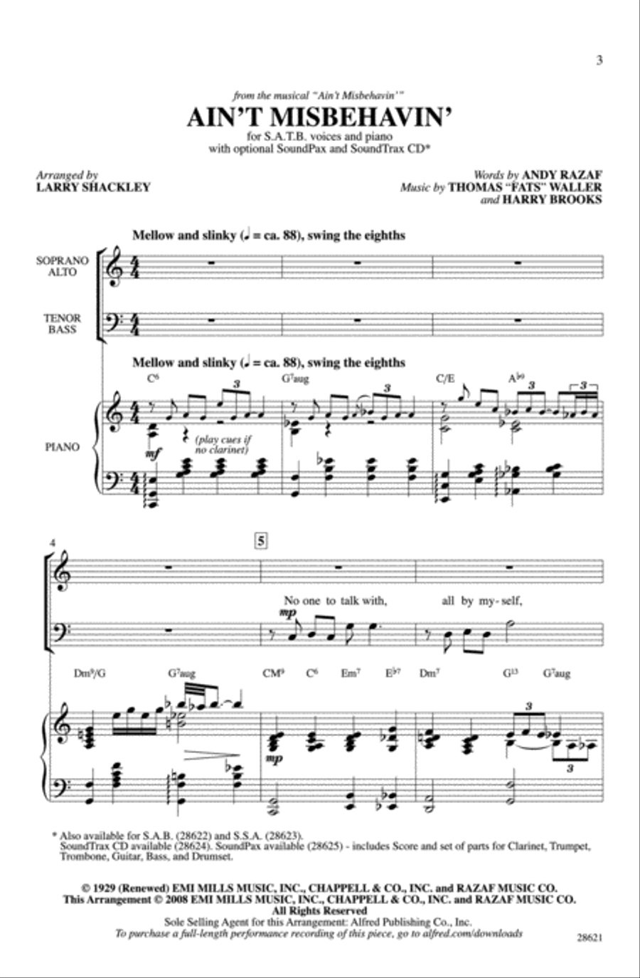 Ain't Misbehavin' 4-Part scores gallery preview page 2