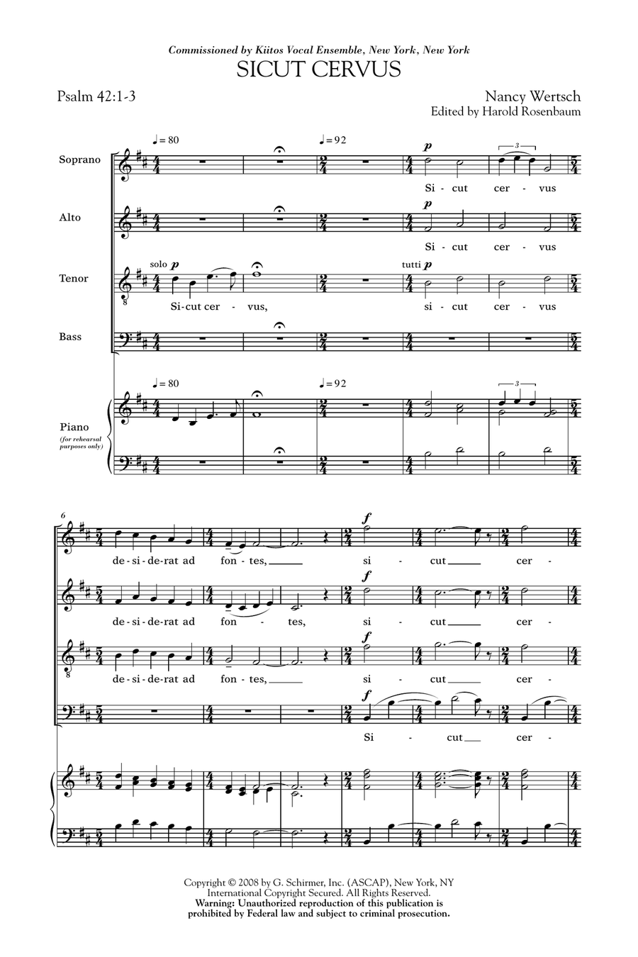 Sicut Cervus 4-Part scores gallery preview page 1