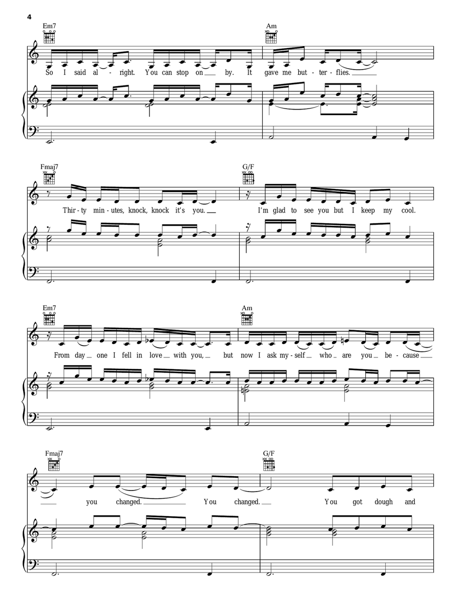 You've Changed Piano, Vocal, Guitar scores gallery preview page 4