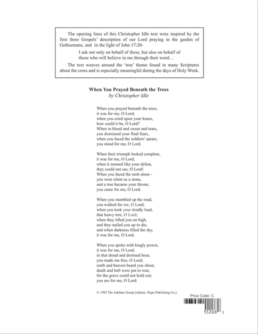 When You Prayed Beneath the Trees 4-Part scores gallery preview page 2