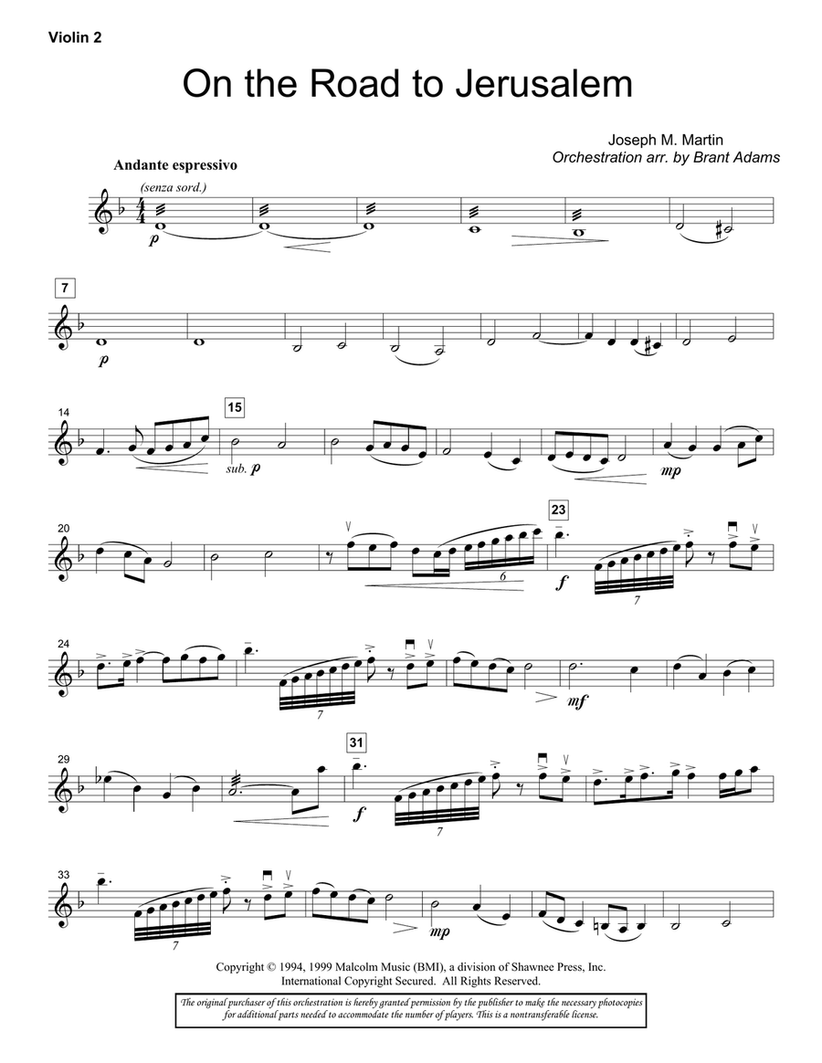 On The Road To Jerusalem - Violin 2