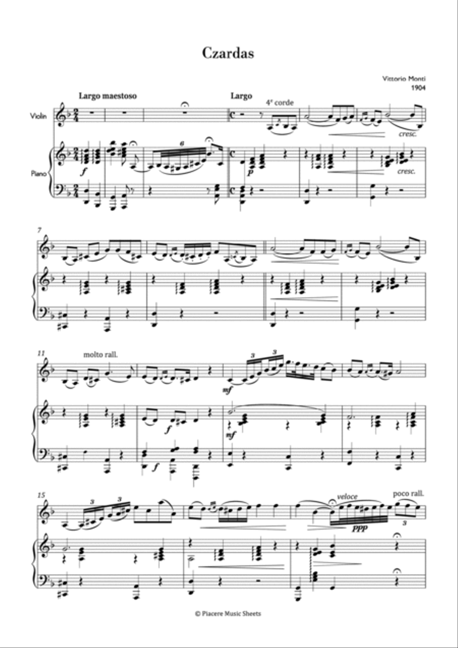 Vittorio Monti Czardas 'Csárdás' Intermediate by Vittorio Monti