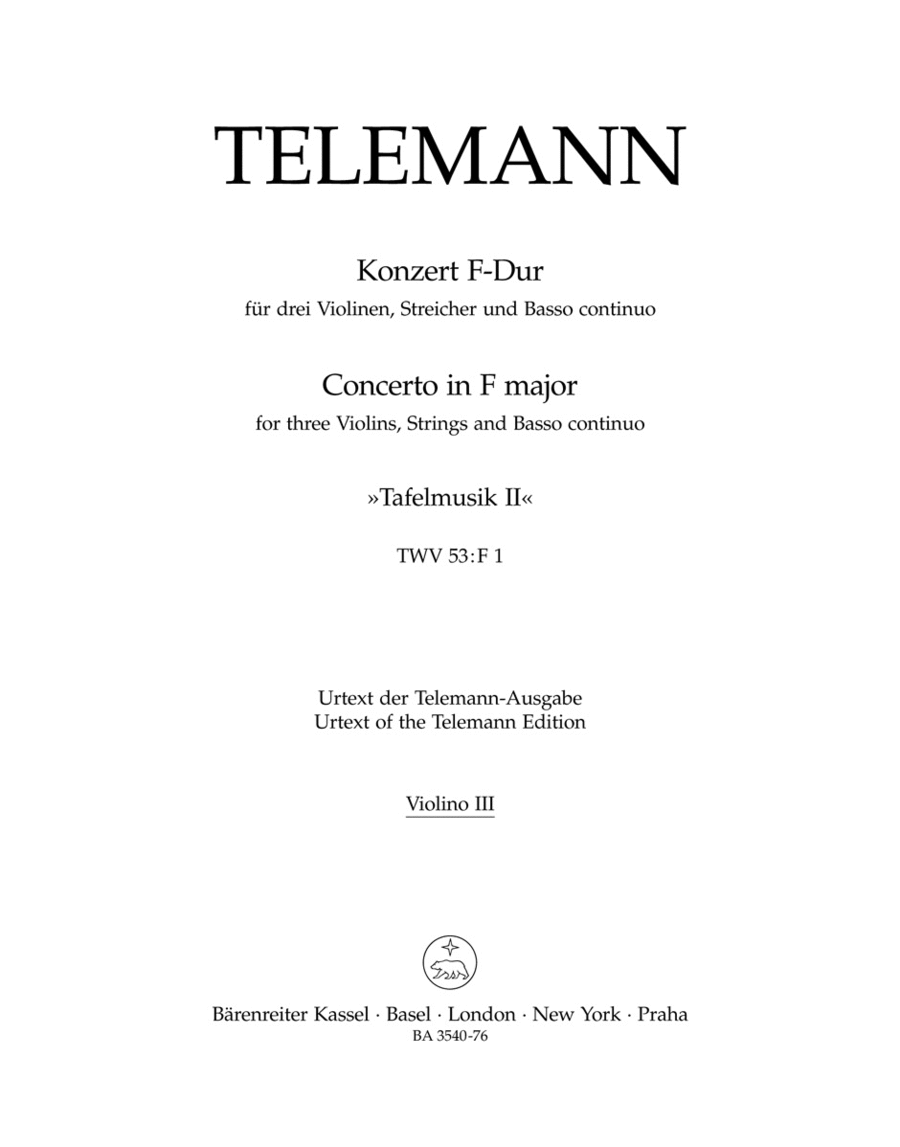 Concerto for three Violins, Strings and Basso continuo F major TWV 53:F1 Violin Solo scores gallery preview page 1