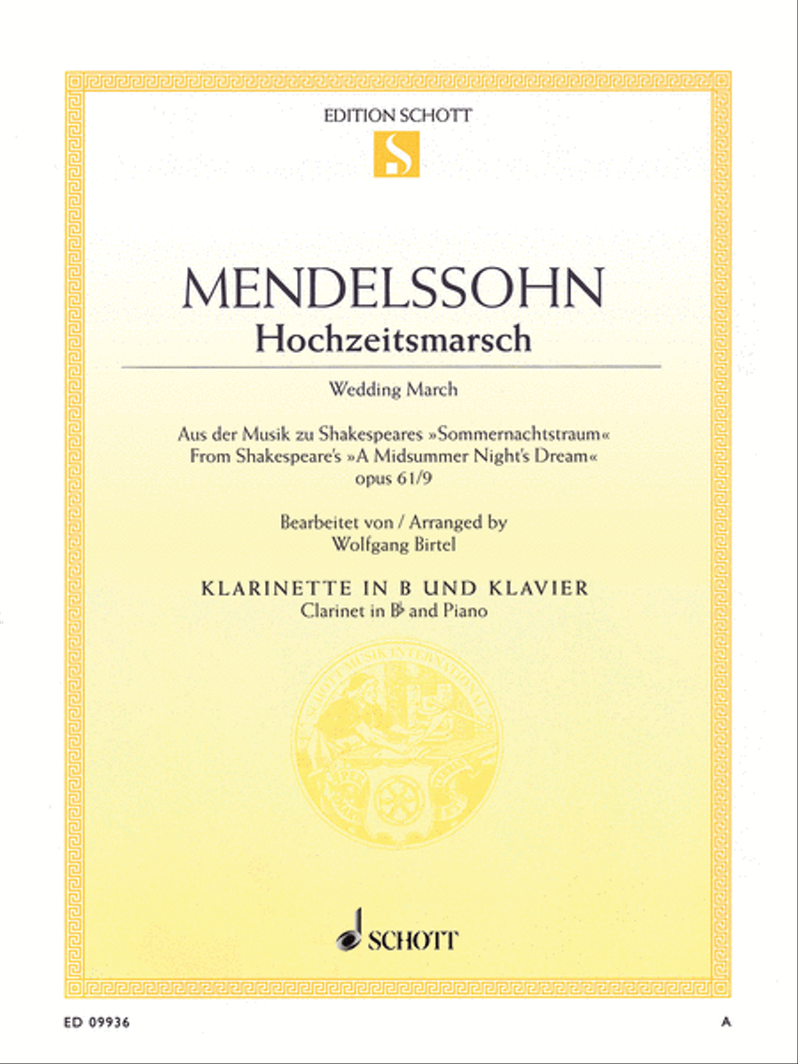 Wedding March, Op. 61, No. 9 Clarinet Solo scores gallery preview page 1