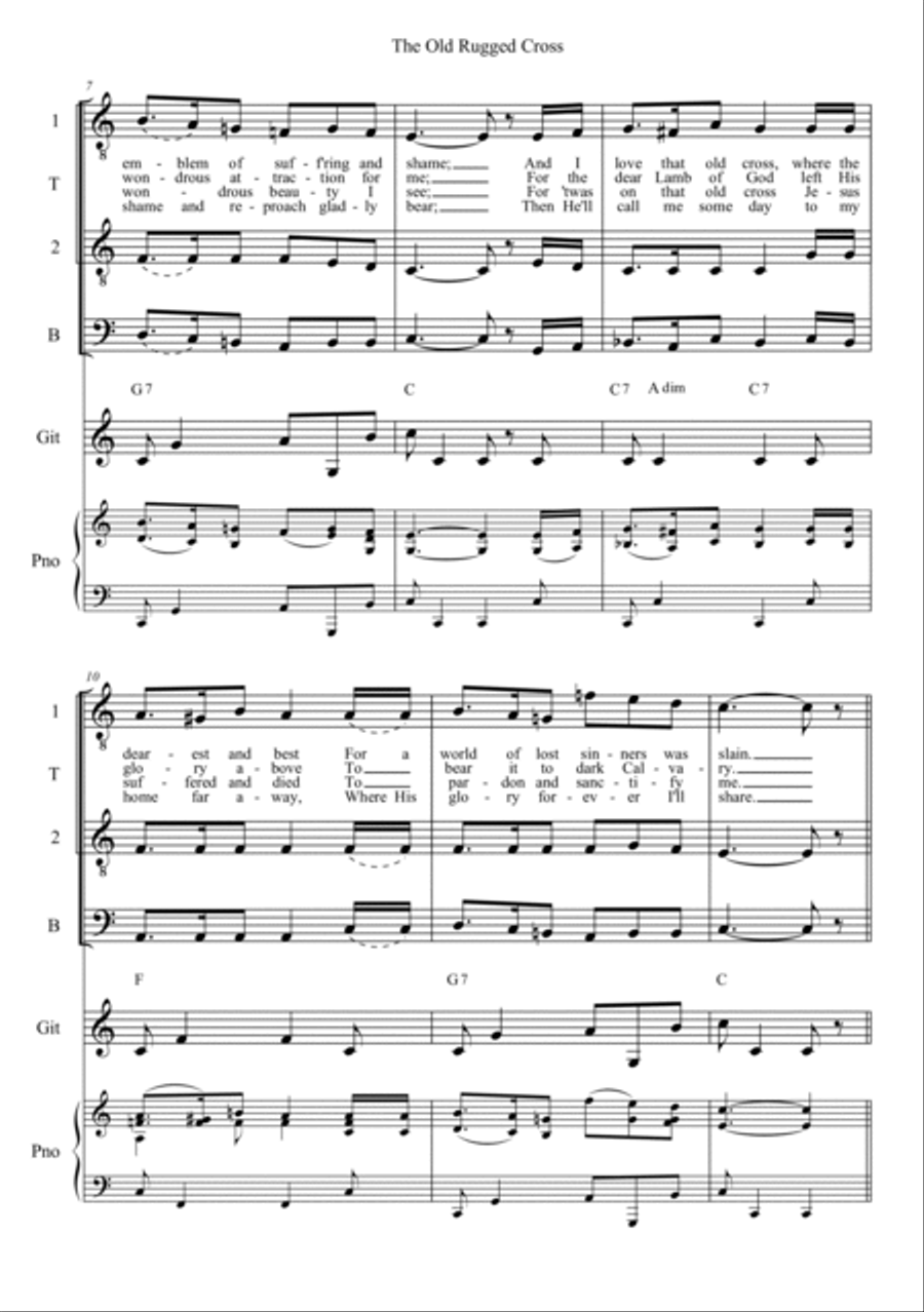 The Old Rugged Cross The Old Rugged Cross TTBB scores gallery preview page 2