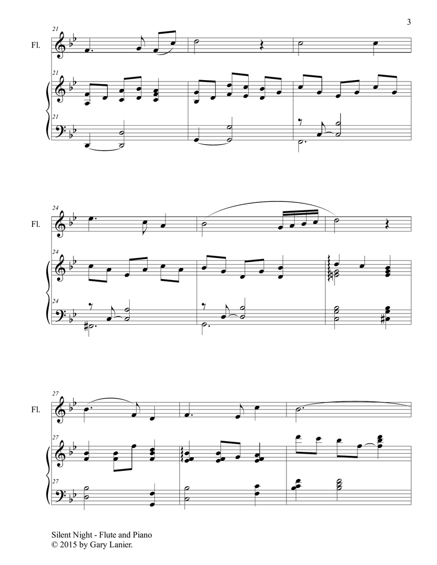 CHRISTMAS FLUTE (6 Christmas songs for Flute & Piano with Score/Parts) Flute Solo scores gallery preview page 4