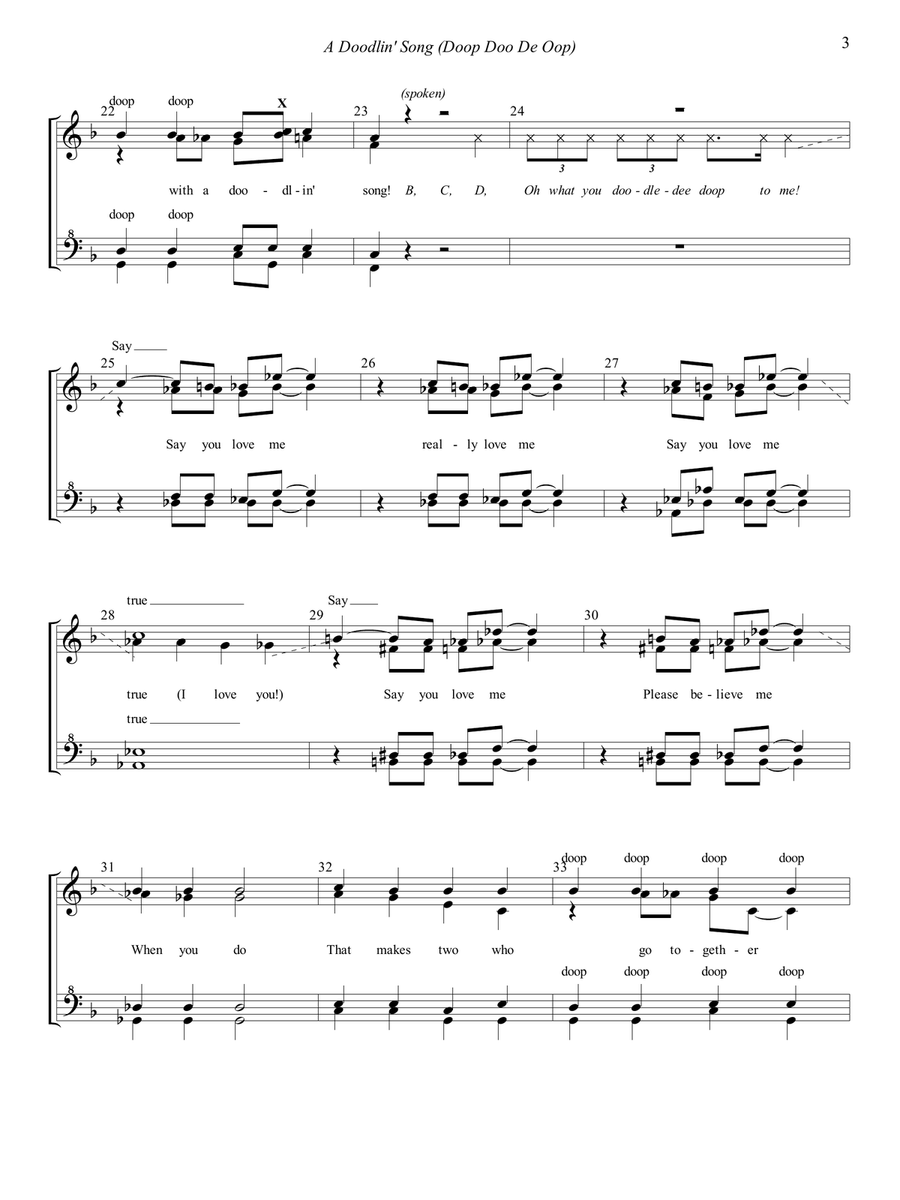 A Doodlin' Song (doop Doo-de-oop) SSAA scores gallery preview page 3