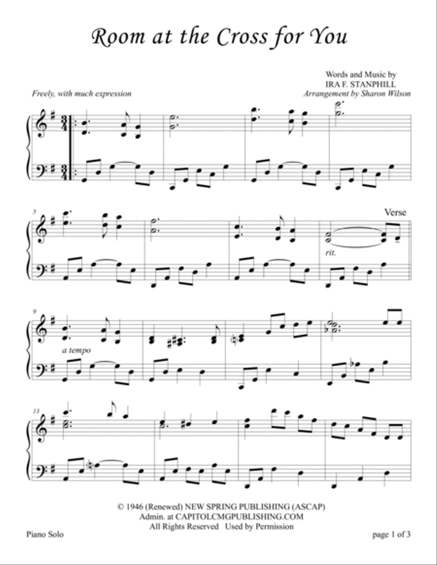 Room At The Cross For You Piano Solo scores gallery preview page 2
