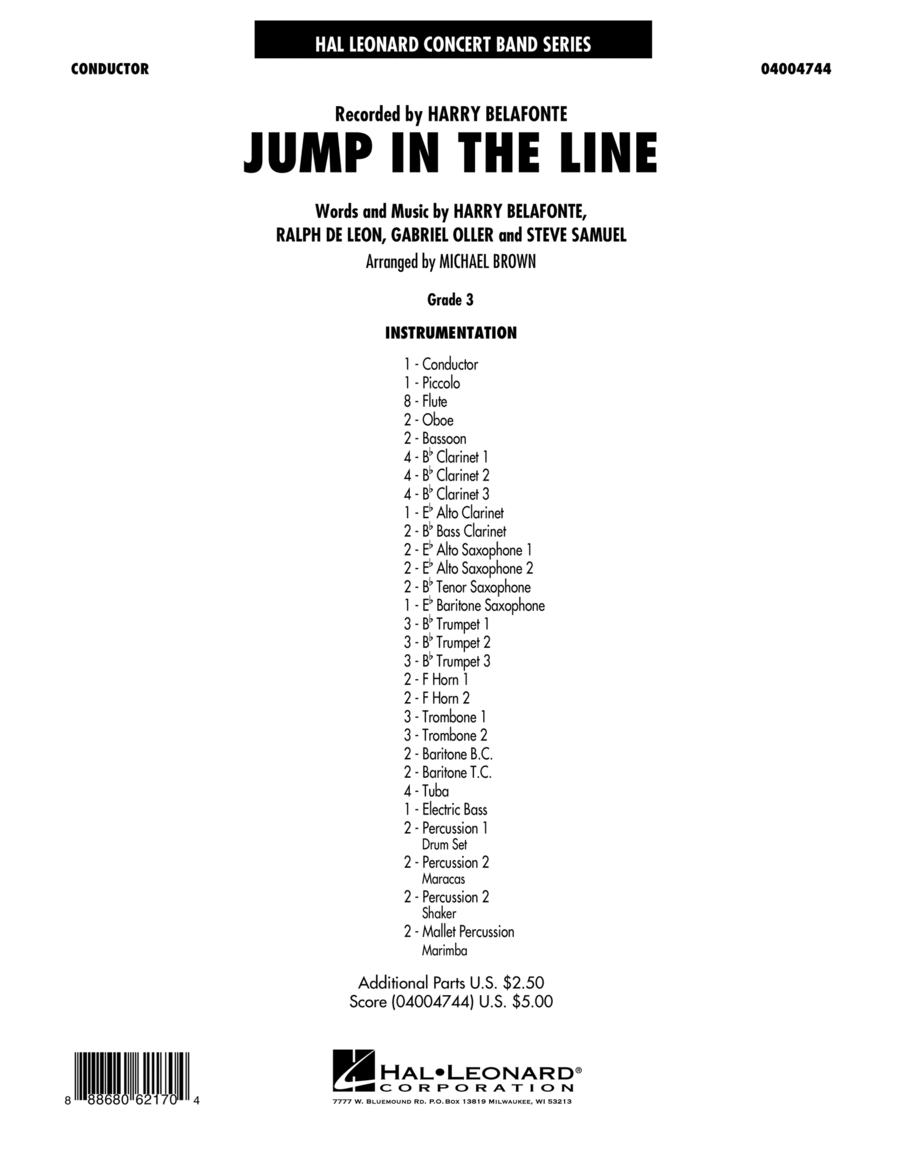 Jump in the Line - Conductor Score (Full Score) Concert Band scores gallery preview page 1