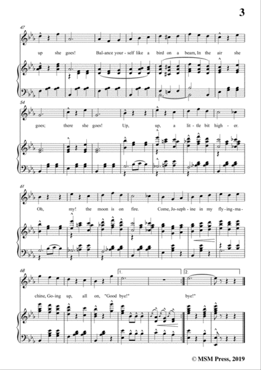 Fred Fisher-Come,Josephine,in My Flying Machine,in E flat Major,for Voice&Piano Voice scores gallery preview page 5