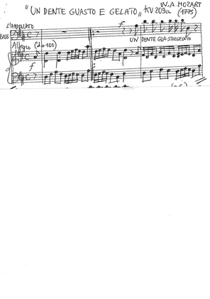W. A. MOZART Un dente guasto e gelato KV 209a Bass or baritone voice and piano (reduction and fragme