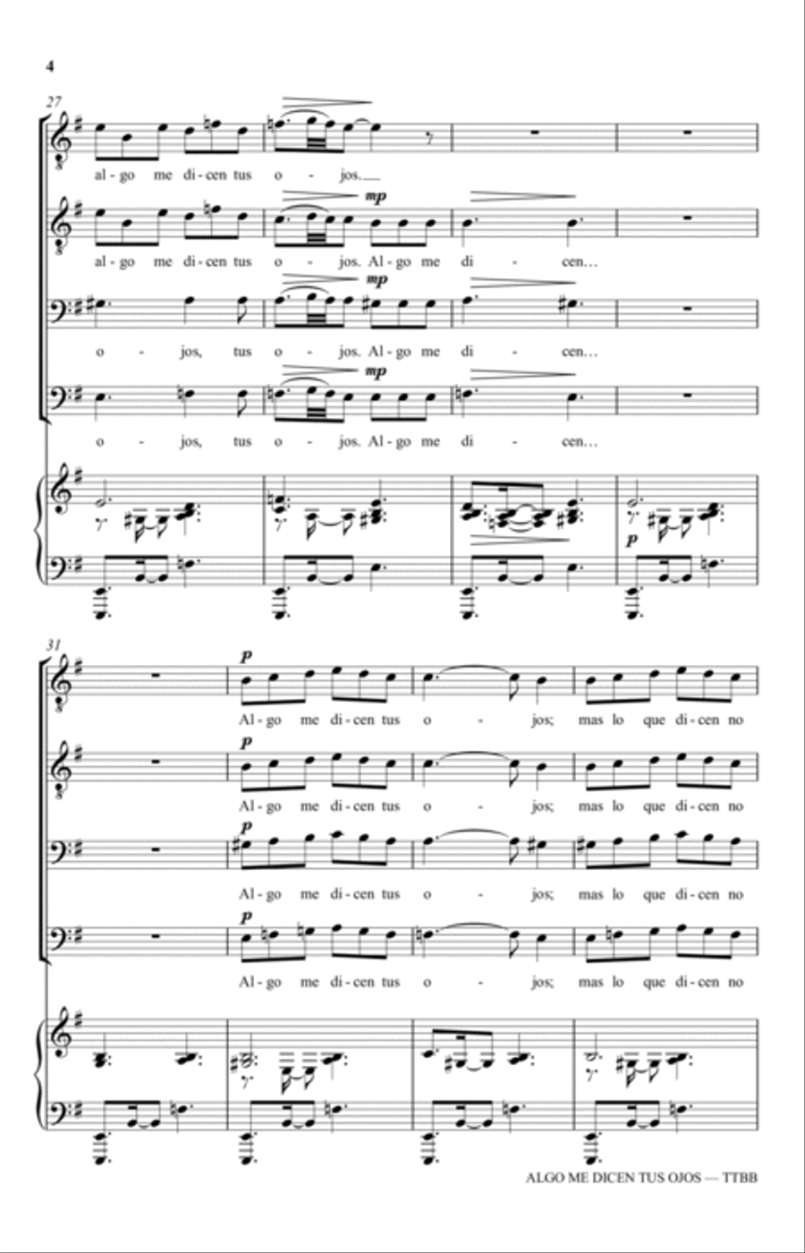 Algo Me Dicen Tus Ojos (from Three Spanish Songs for Men's Choir) TTBB scores gallery preview page 4