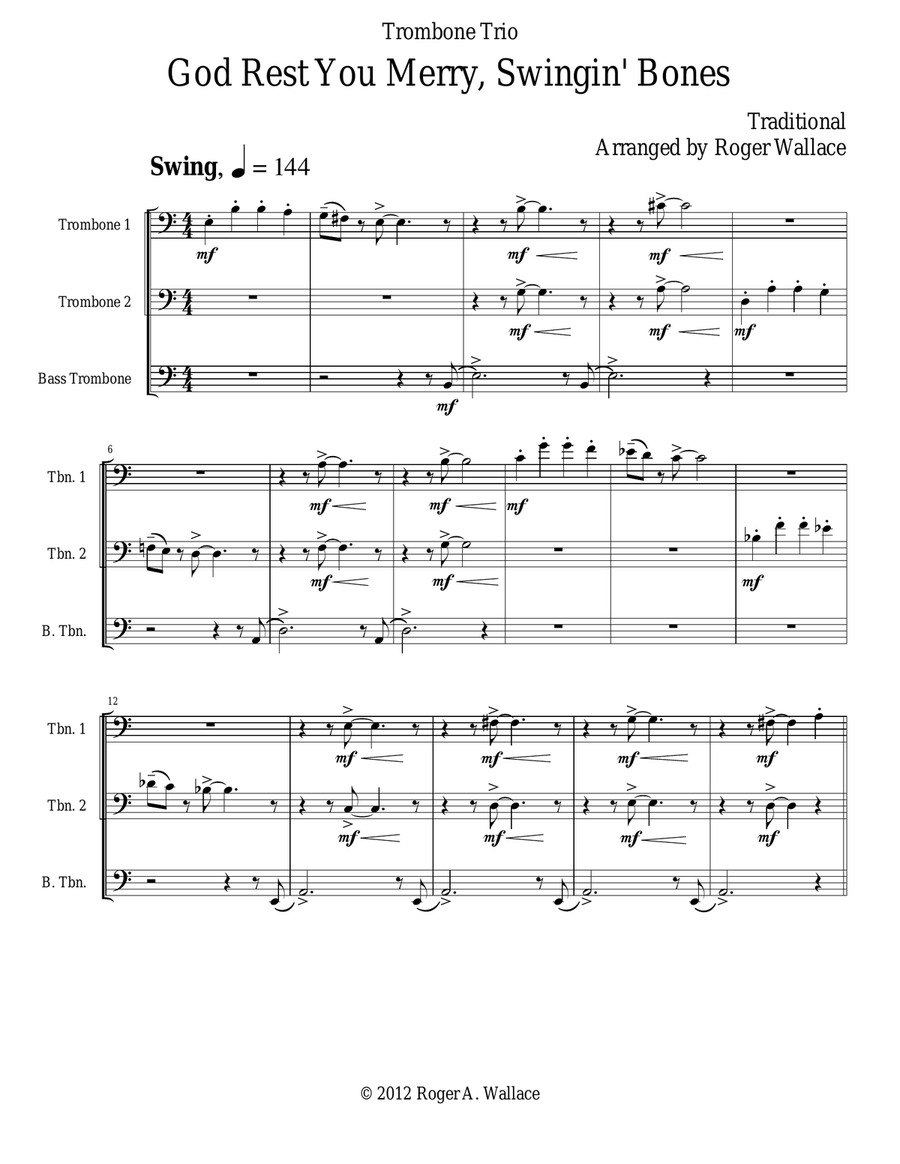 Gentlemen (Trombone Trio), God Rest You Merry Trombone Trio scores gallery preview page 1