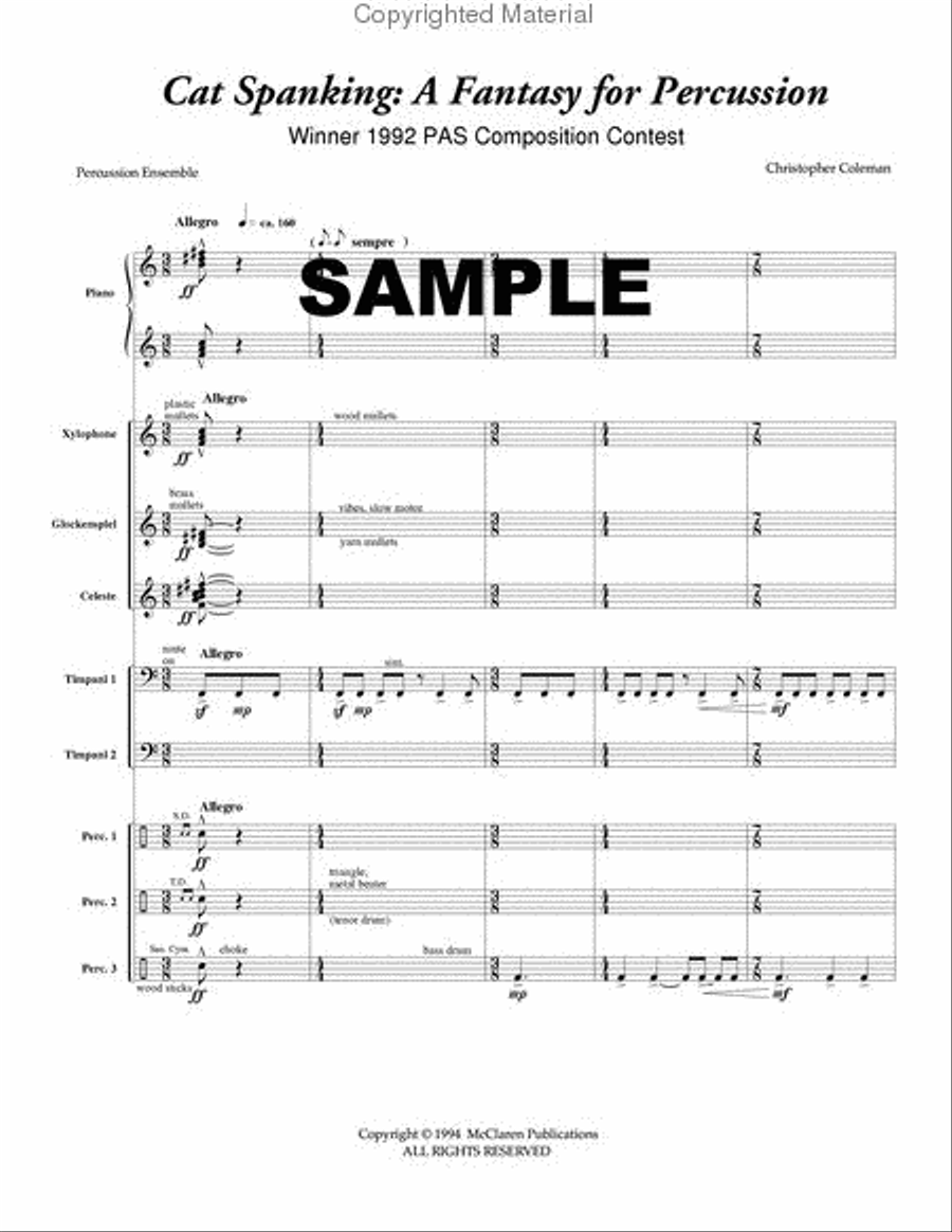 Cat Spanking Percussion Ensemble scores gallery preview page 2