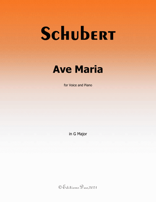 Book cover for Ave maria, by Schubert, in G Major