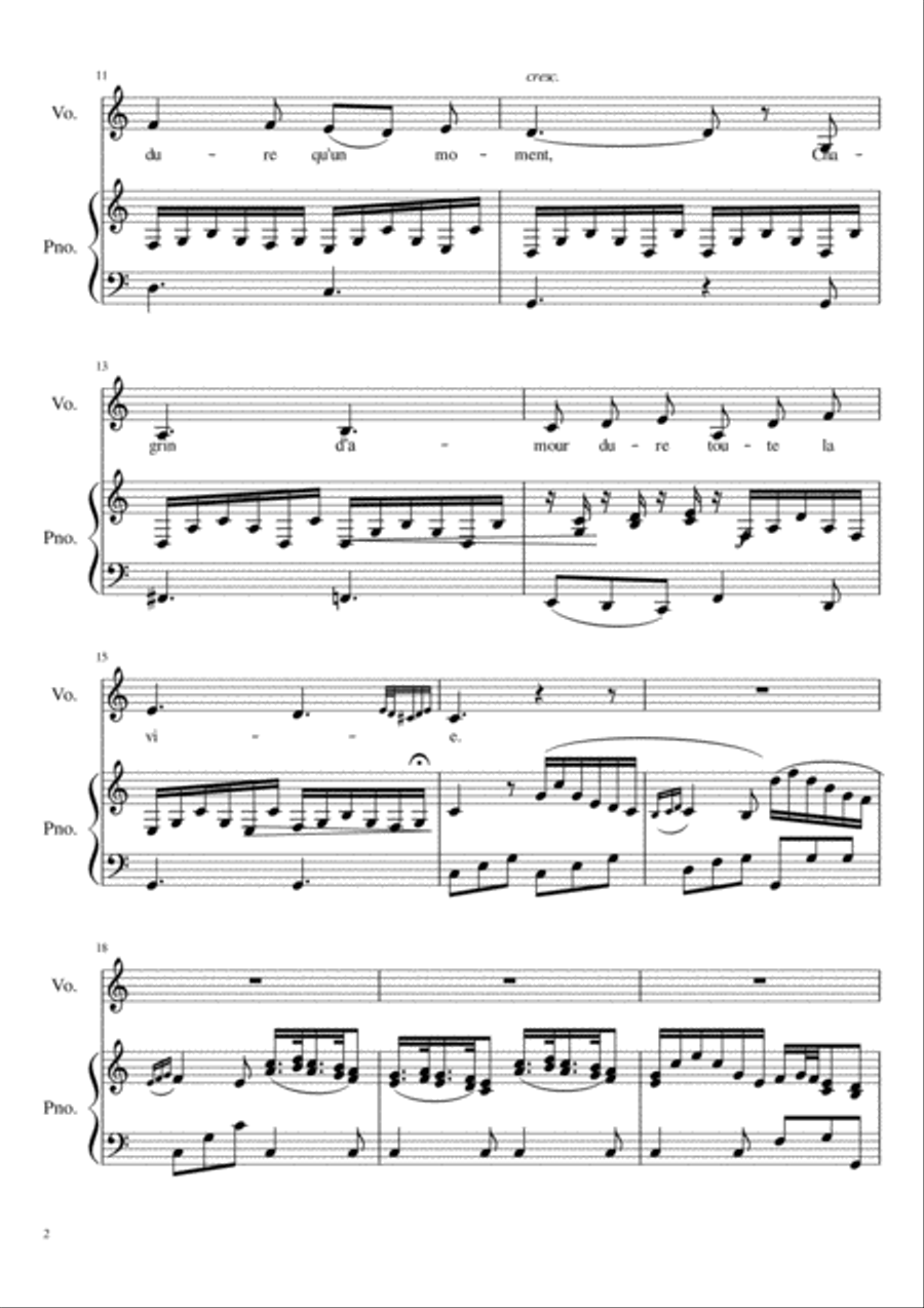 Plaisir d'amour - C Major Voice Solo scores gallery preview page 4