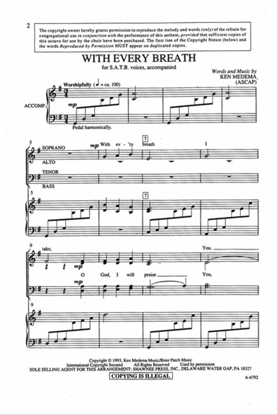 With Every Breath 4-Part scores gallery preview page 2