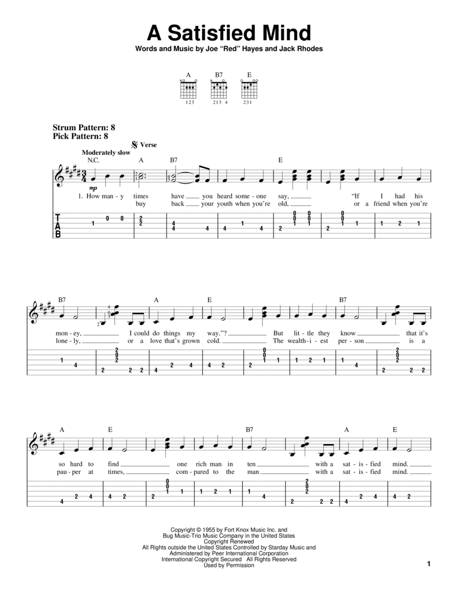 A Satisfied Mind Electric Guitar scores gallery preview page 1