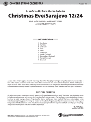 Book cover for Christmas Eve/Sarajevo 12/24: Score