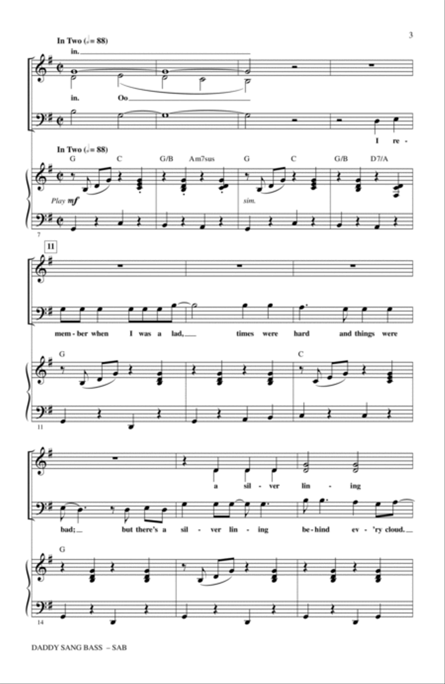 Daddy Sang Bass 3-Part scores gallery preview page 2