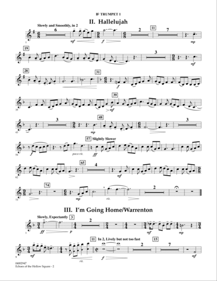 Echoes Of The Hollow Square - Bb Trumpet 1 Concert Band scores gallery preview page 2