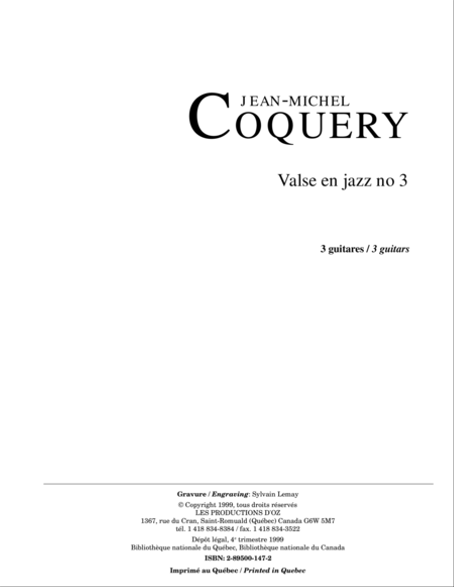 Valse en jazz no 3 Guitar Ensemble scores gallery preview page 1