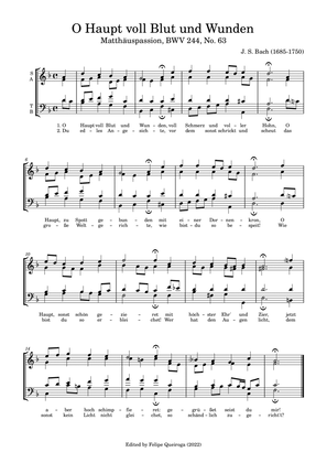 O Haupt voll Blut und Wunden (St. Matthew Passion, BWV 244, No. 63 Chorale)