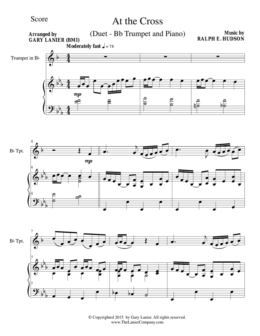 AT THE CROSS (Duet – Bb Trumpet and Piano/Score and Parts) Trumpet Duet scores gallery preview page 2