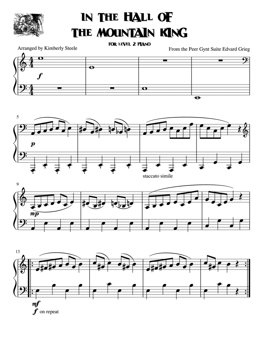 Best Recital: In The Hall of the Mountain King Piano Solo scores gallery preview page 1