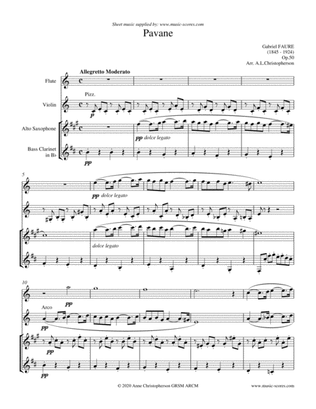 Op.50 Pavane - Flute, Violin, Alto Saxophone and Bass Clarinet