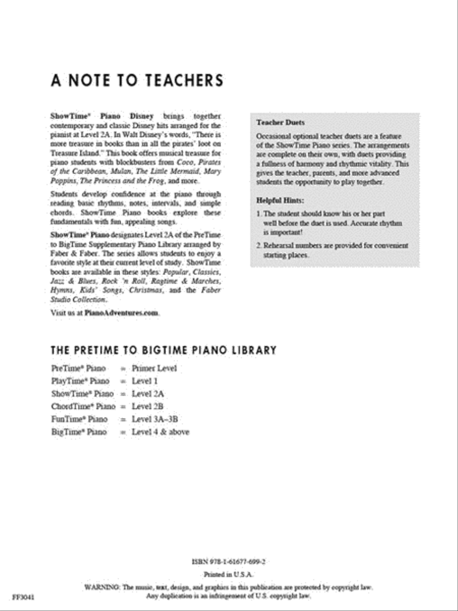 ShowTime® Piano Disney Piano Method scores gallery preview page 2