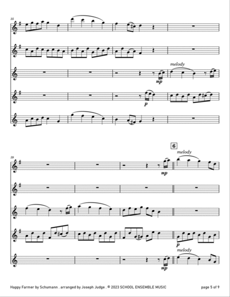 Happy Farmer by Schumann for Saxophone Quartet in Schools Saxophone Quartet scores gallery preview page 5