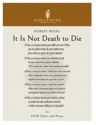 Book cover for It Is Not Death to Die