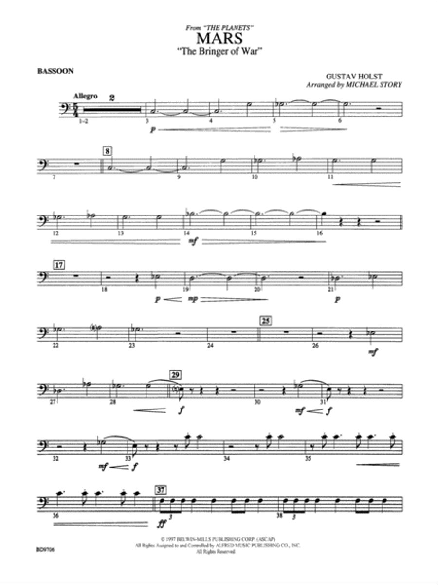 Book cover for Mars ("The Bringer of War," from The Planets): Bassoon