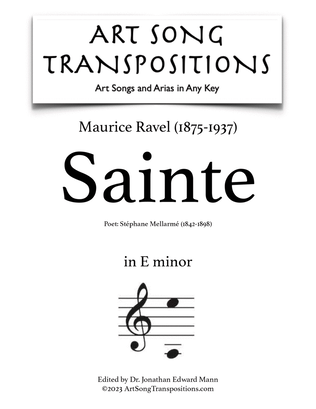 Book cover for RAVEL: Sainte (transposed to E minor)