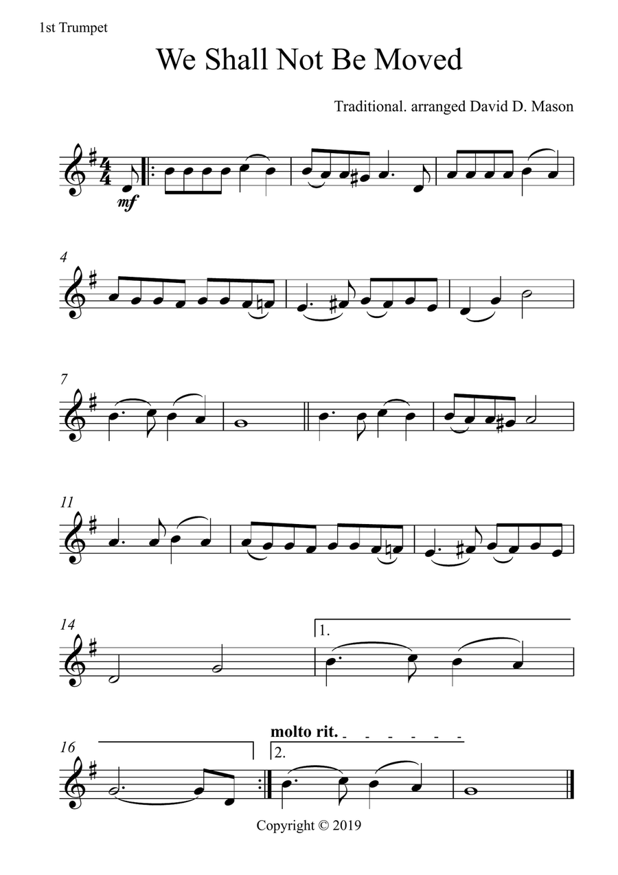 We Shall Not Be Moved Brass Ensemble scores gallery preview page 2