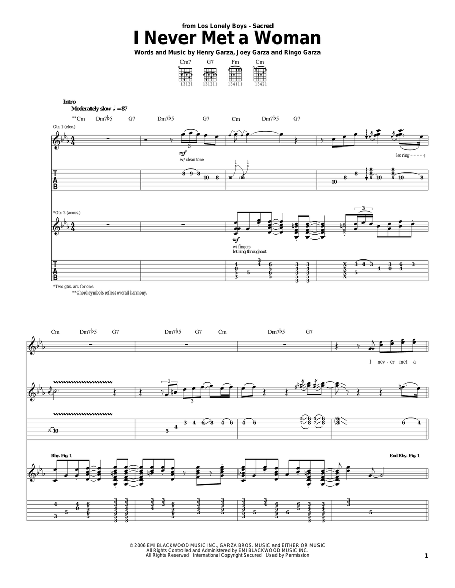 I Never Met A Woman Acoustic Guitar scores gallery preview page 1