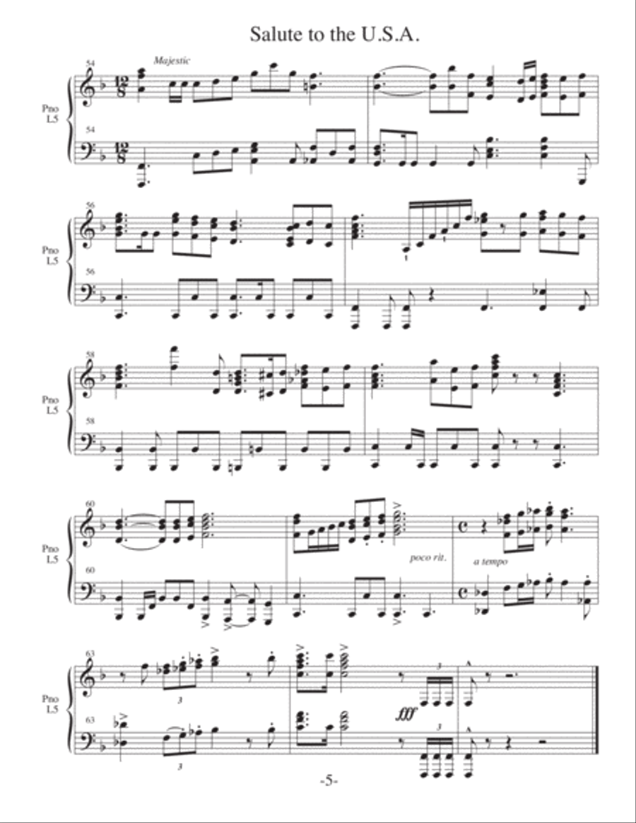 Salute to the U.S.A. - Medley (2 for 1 PIANO Arrangements) Piano Solo scores gallery preview page 6