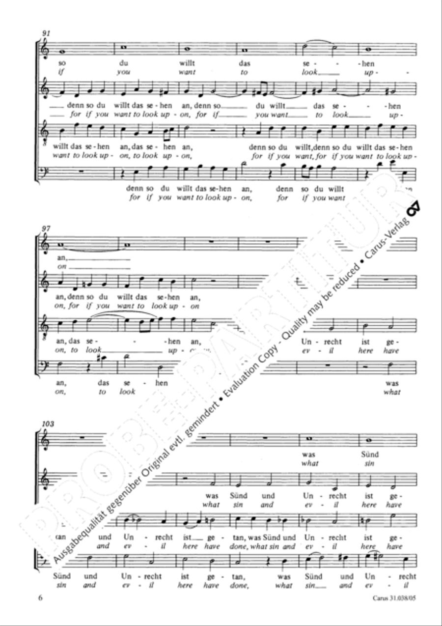 In deepest need I cry to you (Aus tiefer Not schrei ich zu dir) 4-Part scores gallery preview page 7